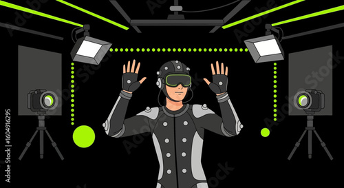 Advanced Motion Capture Performance Actor In Tracking Studio For Animation And Virtual Reality