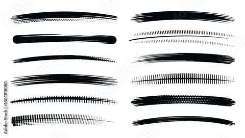 Grunge Brush Stroke Textures: Black Ink Splatter & Distressed Design Elements for Artistic Projects