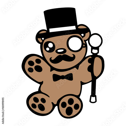 Bear Sir Gentleman Mr. rich Monocle Glasses Top Hat