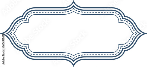 Decorative ornate vintage label frame with blue accents