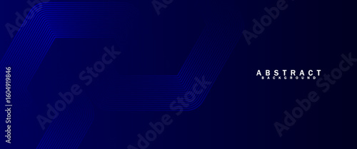Minimalist abstract vector background with layered hexagonal lines on a dark blue gradient. Perfect for tech, business, and digital designs.