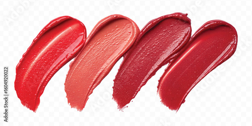 realistic 3d smooth glossy lipstick or paint swatch smear smudge in different color style isolated on white background	