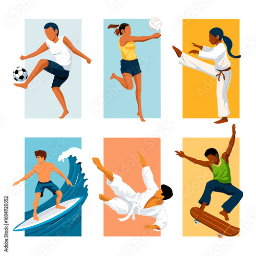 Diverse Group of People Engaged in Various Sports and Activities
