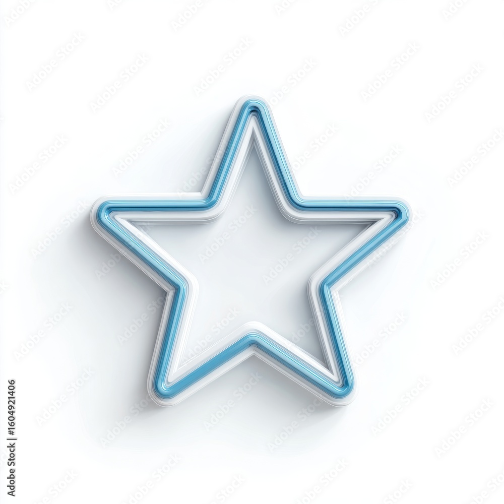Obraz premium Light Blue 3D Star on White Background