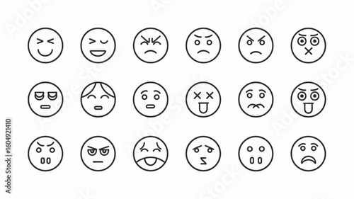 Expressive Emotions: A set of simple, yet evocative line drawings displaying a wide spectrum of human emotions, from joy to frustration.