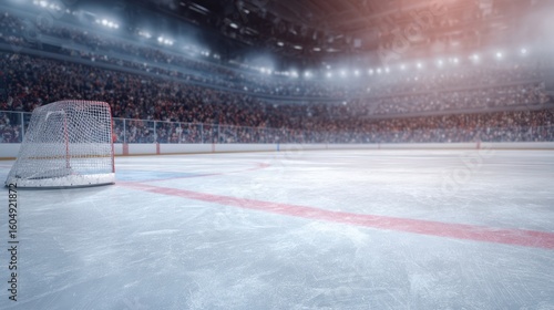 The empty hockey rink waiting for an exciting match to begin