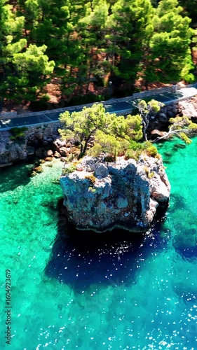 Brela Rock Aerial Drone Footage | Turquoise Water Summer 4K Vertical