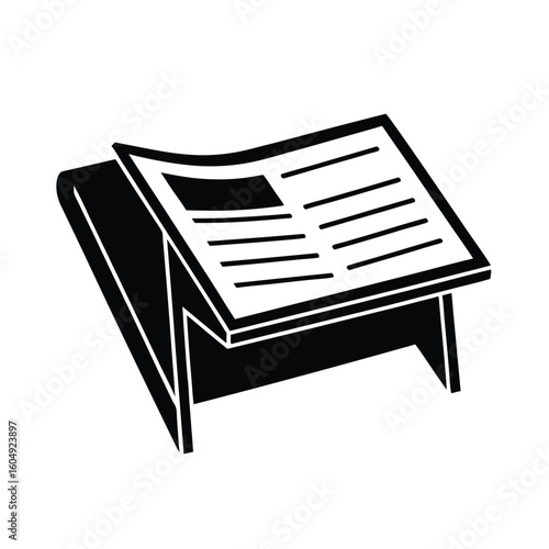 Newspaper on White Desk Cartoon Vector Style