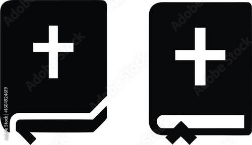Minimalist Depiction of a Holy Bible with Christian Cross Symbol