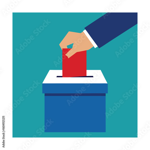 Executive Hand Casting Vote into Ballot Box Cartoon