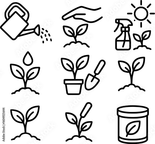 gardening icons set