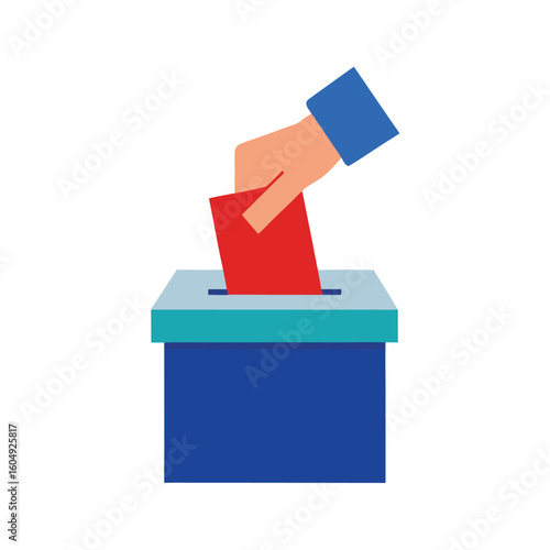 Election Concept Hand Dropping Vote into Box Vector