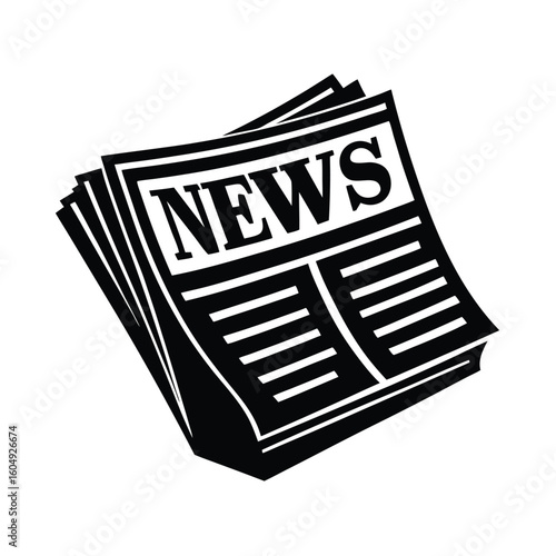 Folded Newspaper with Headline Column Vector