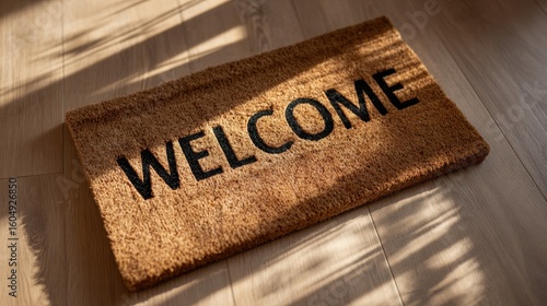 The welcoming doormat inviting guests into a cozy home environment.