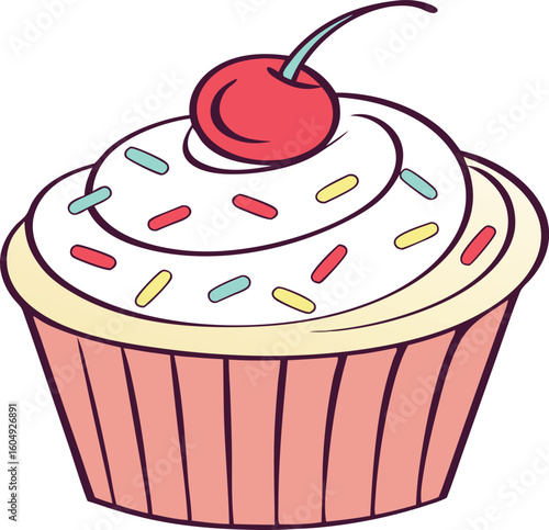 cupcake outline avatar with frosting on transparent background

