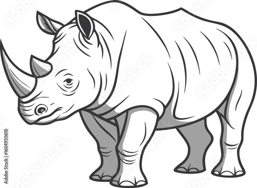 african rhino symbol in clean vector style