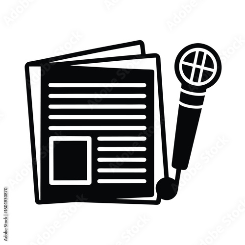 Radio Microphone with Newspaper Icon Illustration
