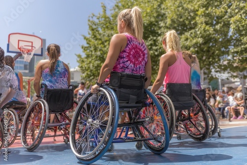 Women in Wheelchairs Playing Wheelchair Basketball.