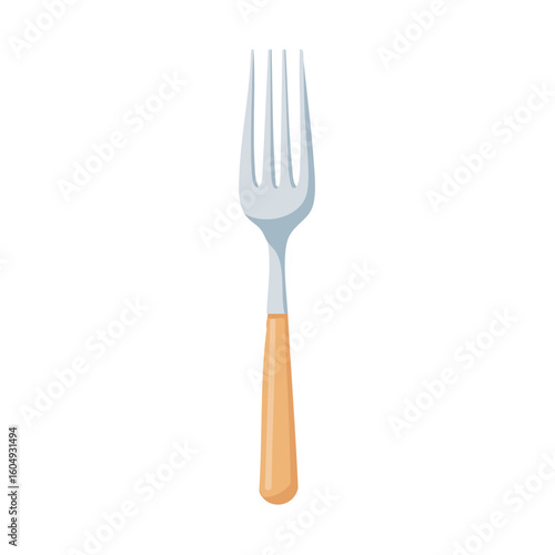 A silver fork with a wooden handle, ready for a meal