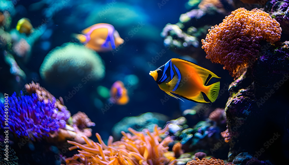 Obraz premium Vibrant Aquarium with Colorful Fish and Coral