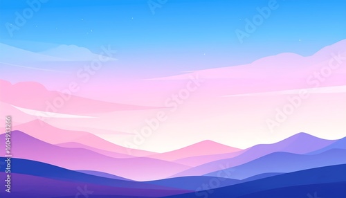 Pastel mountain landscape at dawn/dusk