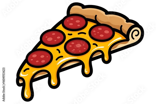 Delicious Pepperoni Pizza Slice Melty Cheese Toppings Fast Food Snack
