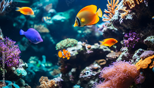 Wallpaper Mural Vibrant Aquarium with Colorful Fish and Coral Torontodigital.ca