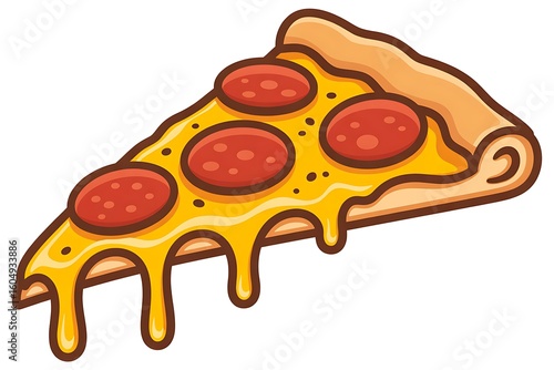 Delicious Pepperoni Pizza Slice with Melting Cheese and Crispy Crust