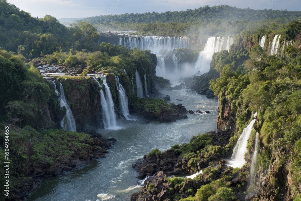 Naklejka premium Majestic Iguazu Falls Scenery View.