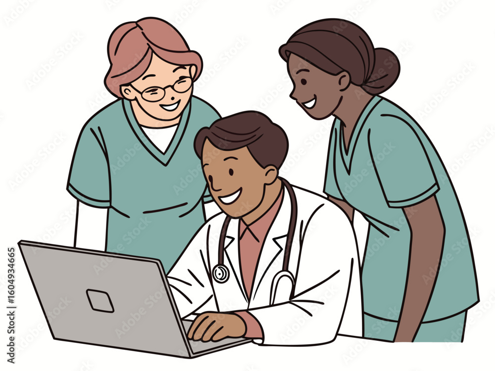 Healthcare Team Collaboration on Laptop Healthcare Team Collaboration on Laptop