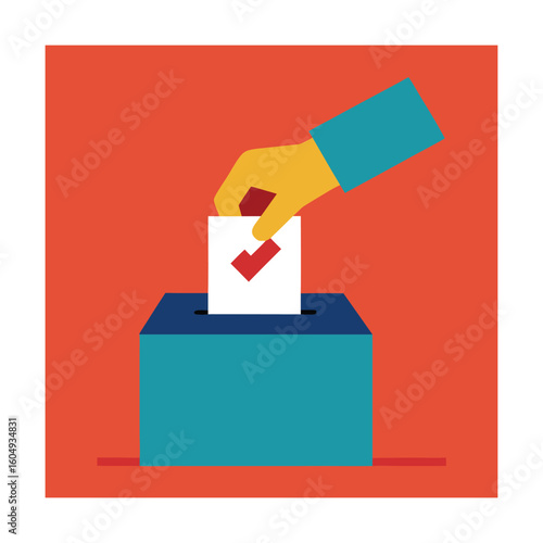 Hand Placing Ballot Slot Simple Voting Icon