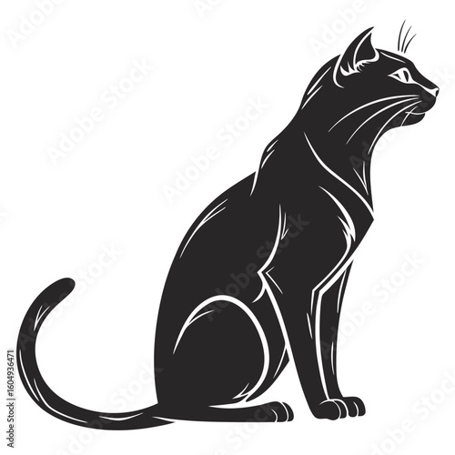 Wallpaper Mural Elegant Black Cat Silhouette in a Sitting Profile Pose

 Torontodigital.ca