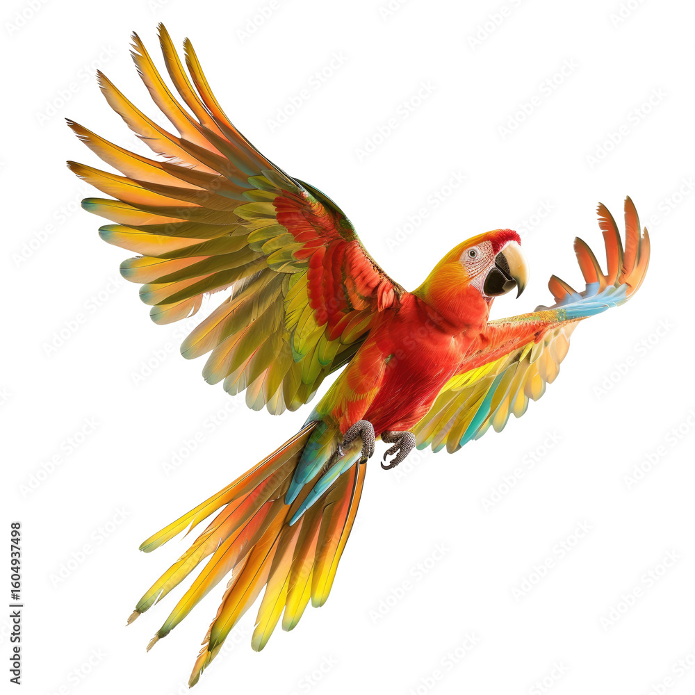 Fototapeta premium Vibrant parrot in flight