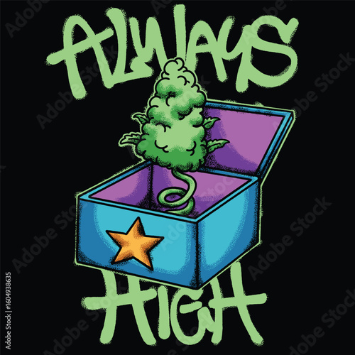 Cannabis Plant in Spiral Box Streetwear Art
