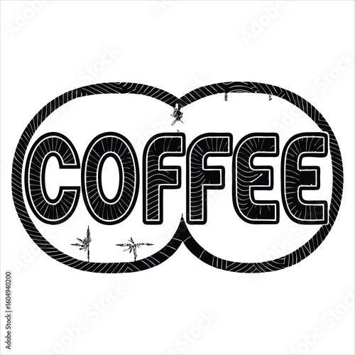 The image features a decorative design with the words "Coffee is the most important meal of the day" in an elegant, cursive font. Below the text, there is an image of a stylized coffee cup.