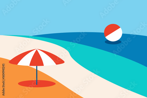red umbrella on the beach