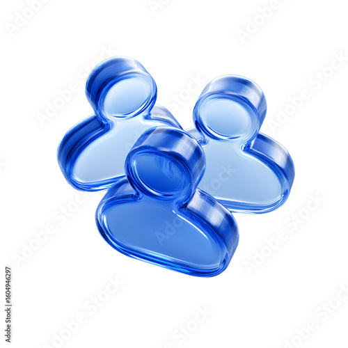 3D icon of blue people, transparent