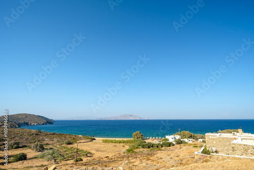 Panoramic view  of the Psathi beach in Ios Greece