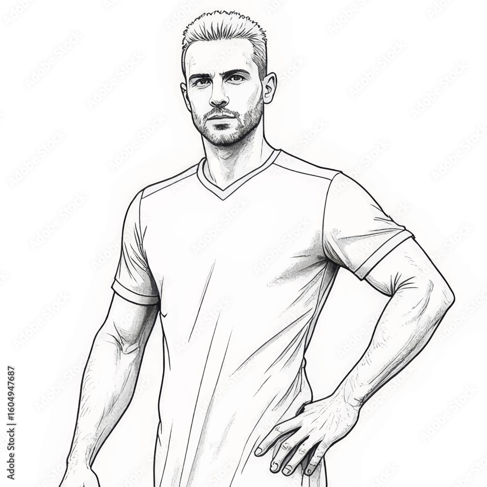 Fototapeta premium Athletic man posing confidently in a soccer jersey with a serious expression 