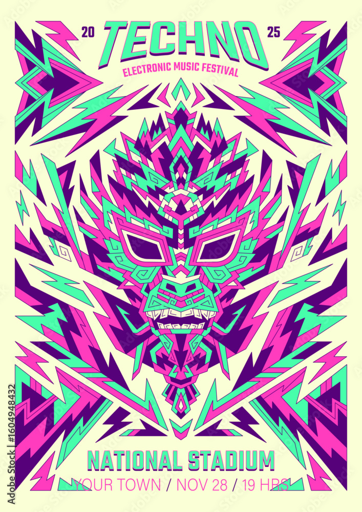 Fototapeta premium Techno Electronic Music Festival Poster