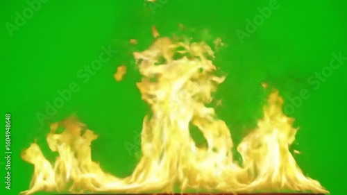 Flames against a green background