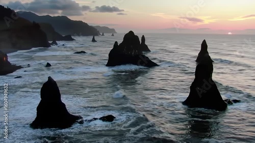 Dramatic Coastline at Sunset