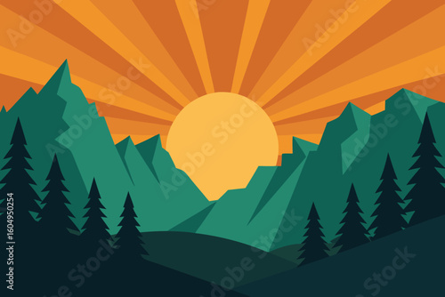 Sunrise over Mountain Peaks