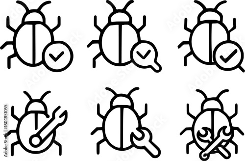 Bug Fix Debugging Vector Icon Set 