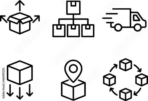 distribution logistics delivery supply chain icon collection 
