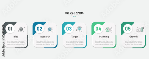 Timeline Creator infographic template. 5 Step timeline journey, calendar Flat simple infographics design template. presentation graph. Business concept with 5 options, gantt vector illustration.