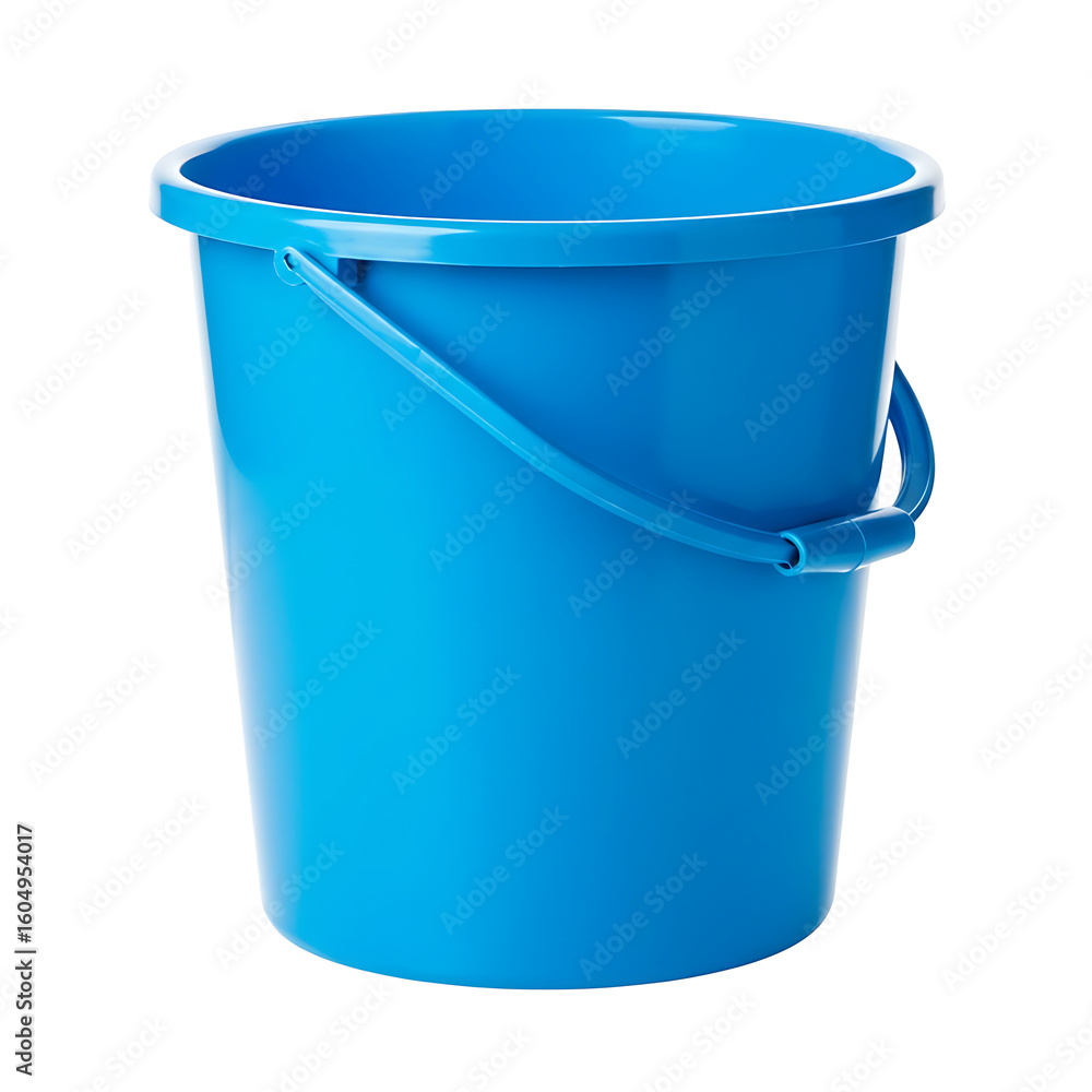 Bright blue plastic bucket isolated on white background Bright blue plastic bucket isolated on white background