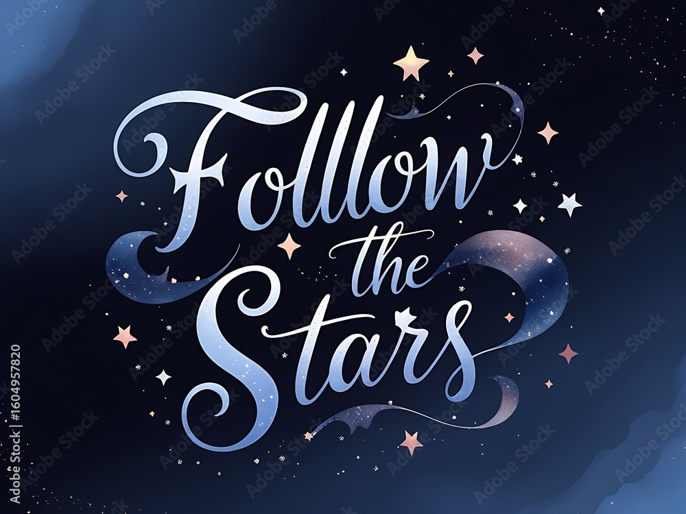 Fototapeta premium Follow the Stars Night Sky Quote.