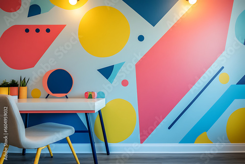 Creative Teen Room with Colorful Mural on Feature Wall