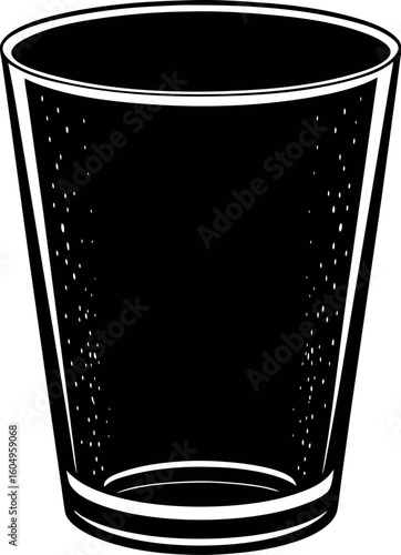 A modern vector glass with a frosted upper rim detail and transparent base.